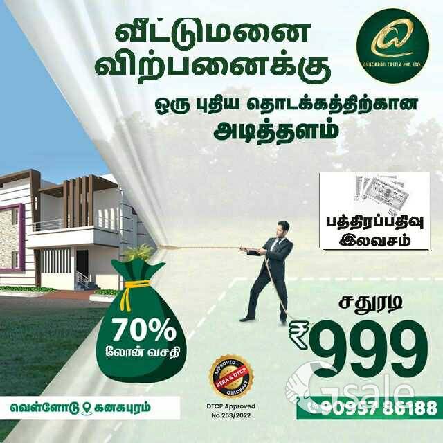 வெள்ளோடு கனகபுரம் அரசு பள்ளி பின்புறம் வீட்டுமனை விற்பனைக்கு