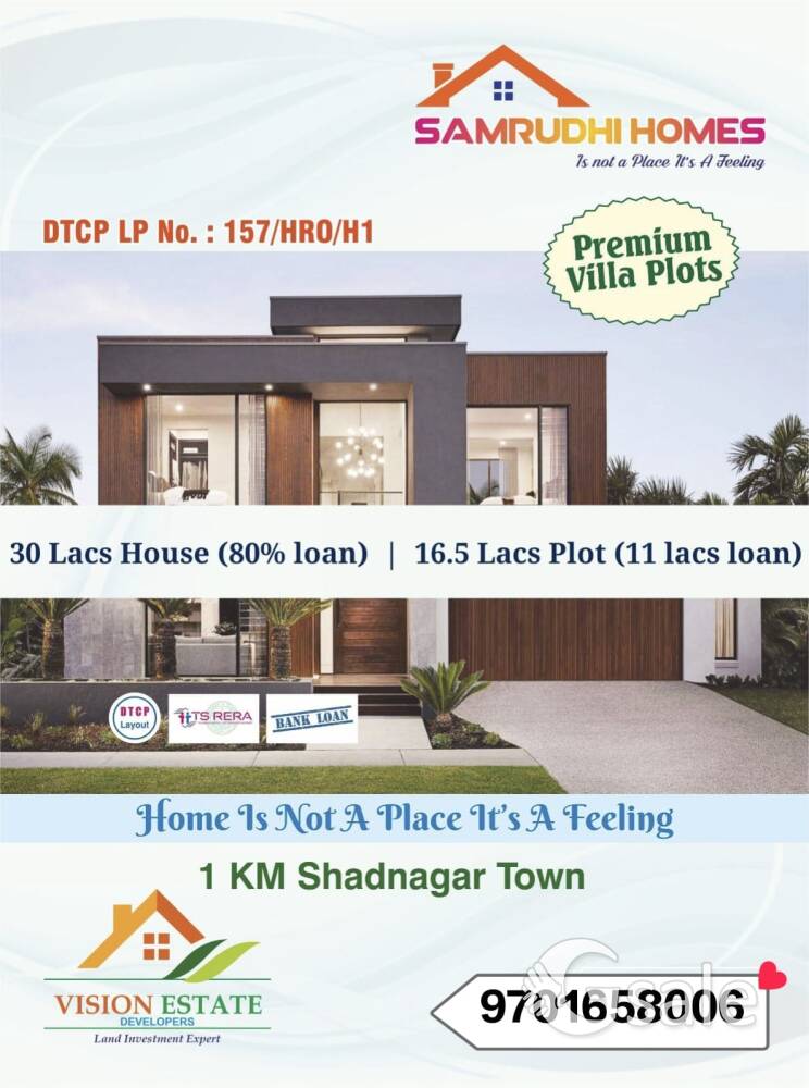 OPEN   PLOTS   FOR SALE   PREMIUM.   VILLA  PLOTS SHADNAGA TOWEN DTCP RERA