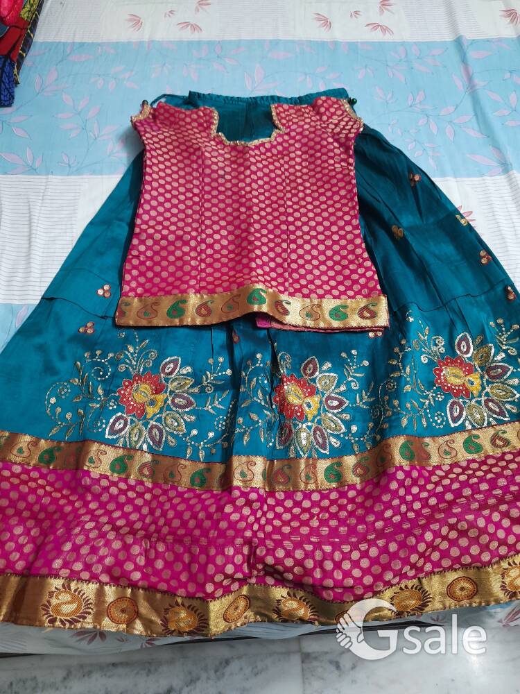 Beautiful peacock color lehenga for girl