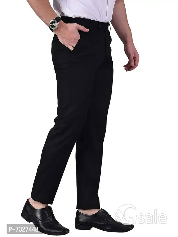 Black Polyester Mid Rise Formal Trousers for menSize: MLXL2XL3XL4XL Color:  Black Fabric:  Polyester