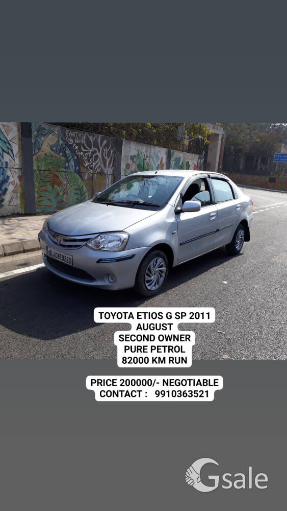 TOYOTA ETIOS G SP 2011 AUGUSTSECOND OWNERPURE PETROL82000 KM RUNBRAND NEW INTERIORFULLY MAINTAINED C