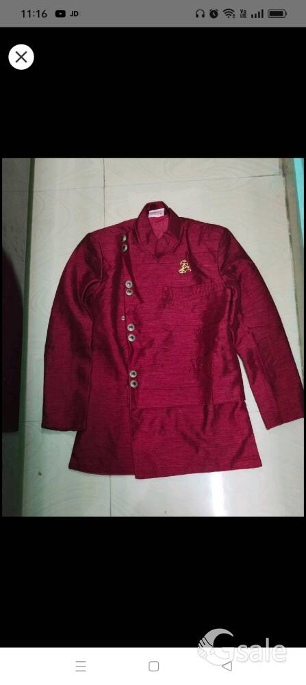 Maroon colour Banarasi silk boys dhoti suit wear 