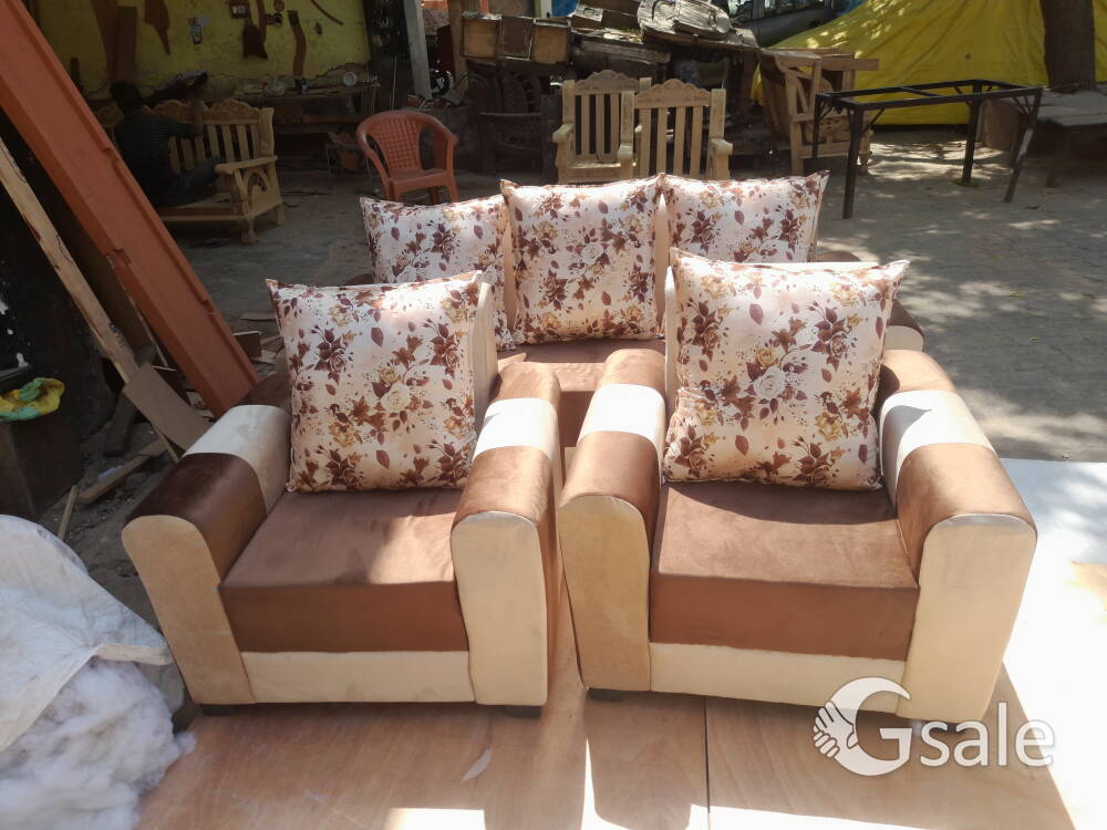 five seater sofa set with Glass table