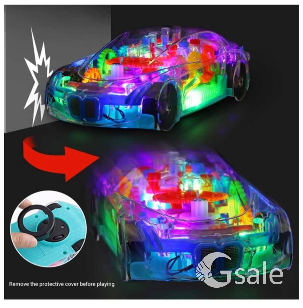 zunbella 3D super Transparent car 360 degree rotation with sound light toy for kids 