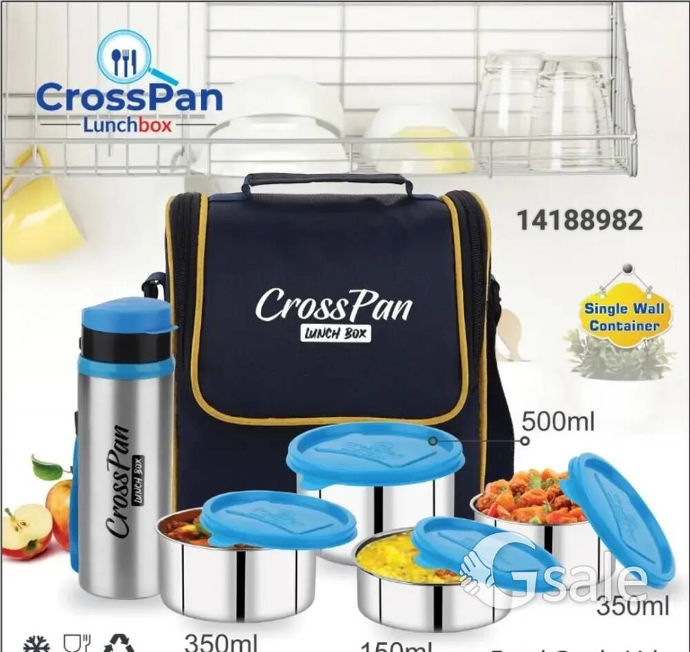 *CrossPan Signature Compact Leakproof Stainless Steel Lunch Box / Tiffin Box with 4 Containers 