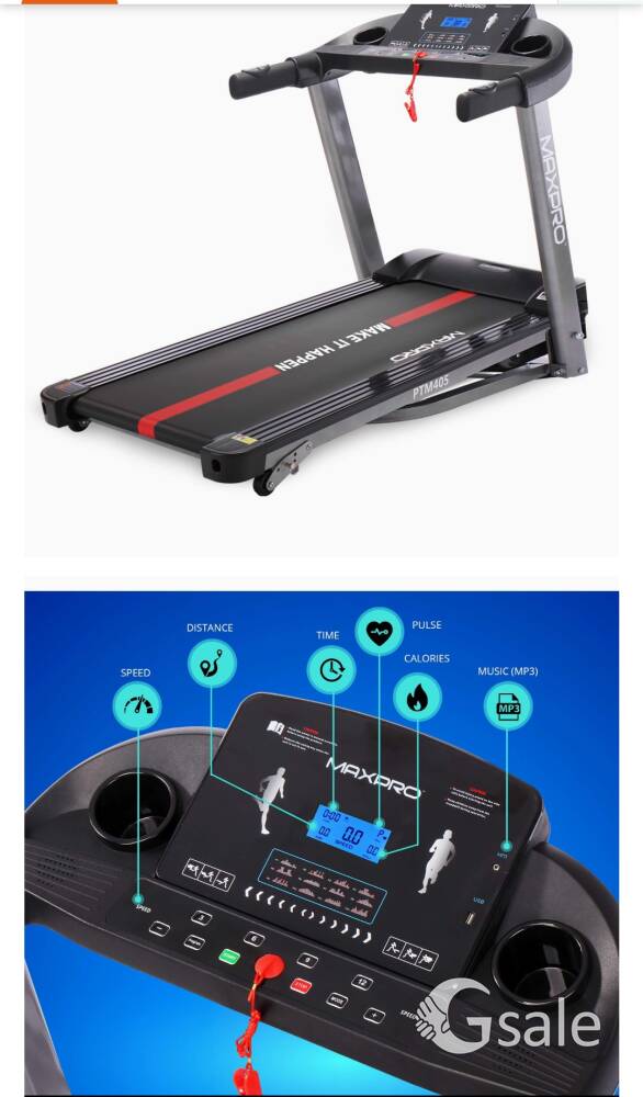 MAXPRO PTM405 2HP(4 HP Peak) Folding Treadmill with Free Diet Plan, Electric Motorized Power Fitness