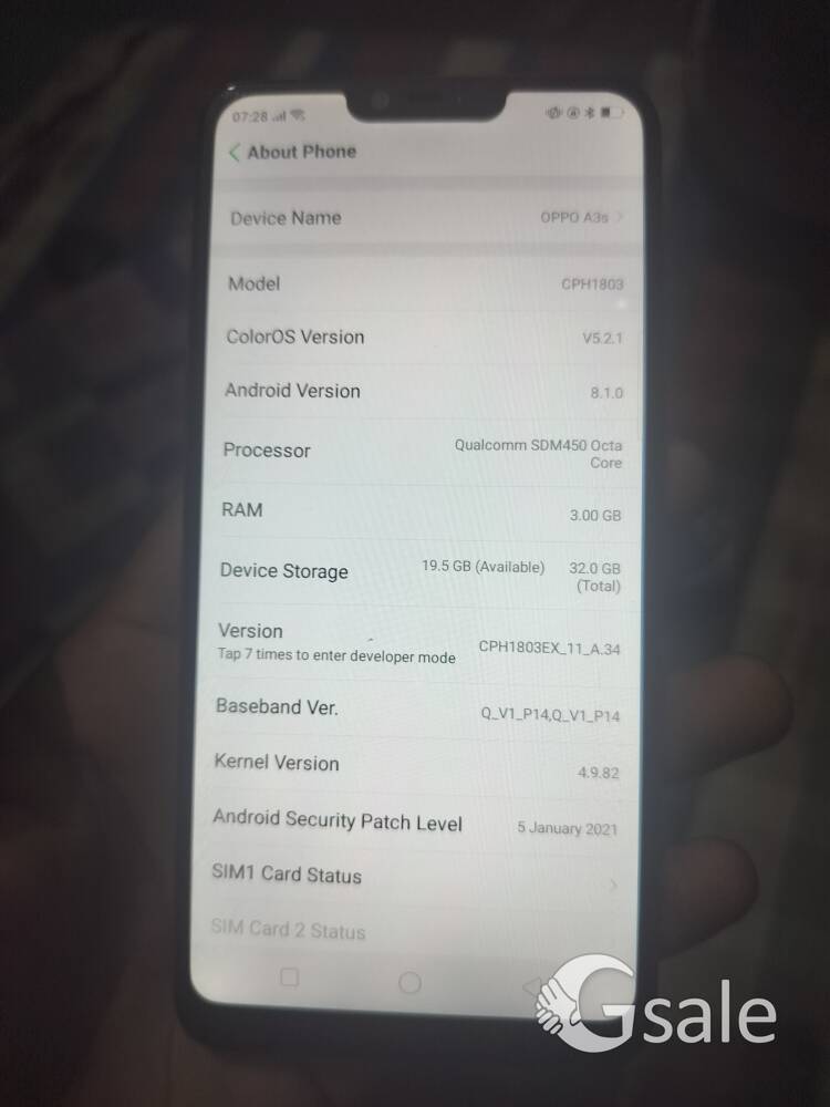 oppo A3s mobile 