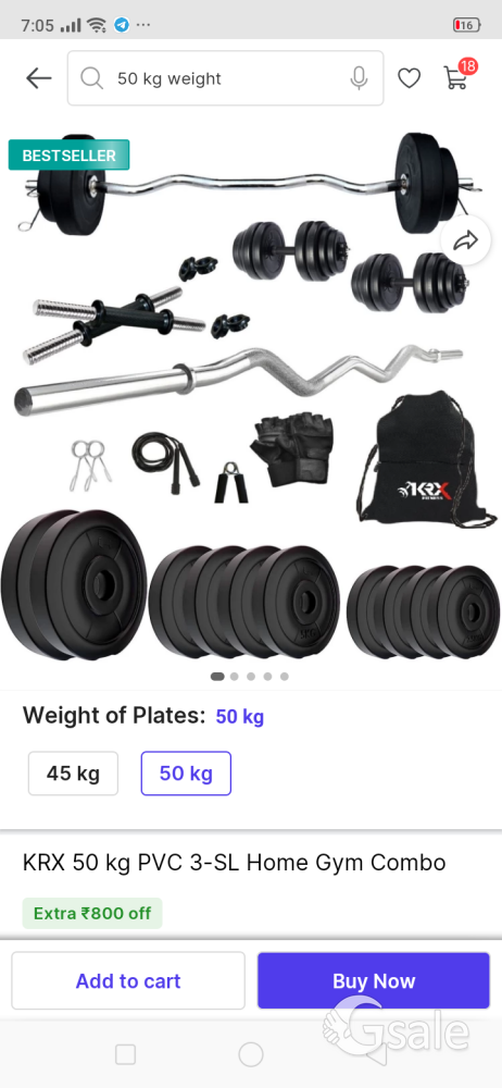 50 kg dumbbell weight with rod 