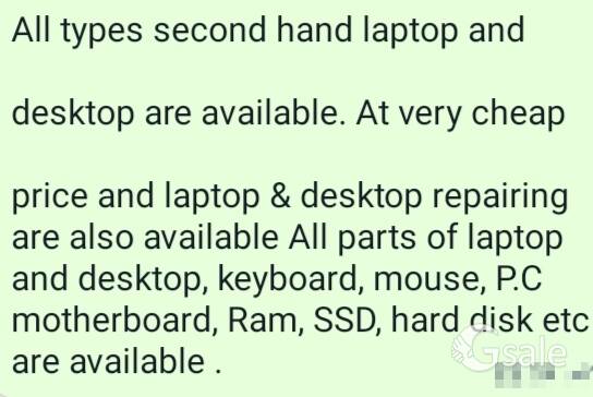 all types laptop and desktop parts and repairing are available 