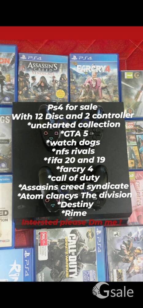 ps4 for sale with 12 games and 2 controller