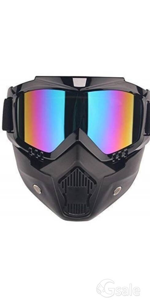 WROXTER GM-B1 Bike Riding Face Mask, Face Shield Motorcycle Goggles Blue Motorcycle Modular Mask Det