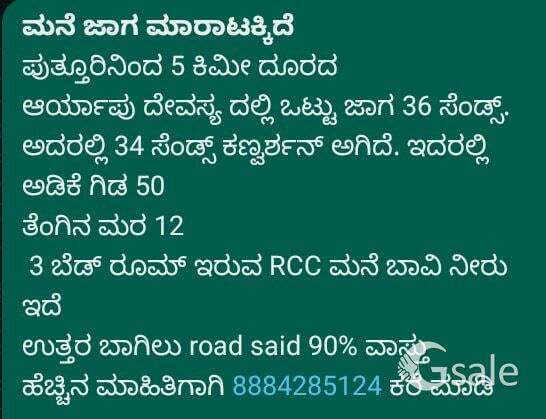 36 ಸೆಟ್ ಜಾಗ ರೋಡ್ ಸೈಡ್ ಪುತ್ತೂರು ನಿಂದ 5km ಅಂತರದಲ್ಲಿ ಇರುವ ಜಾಗ 