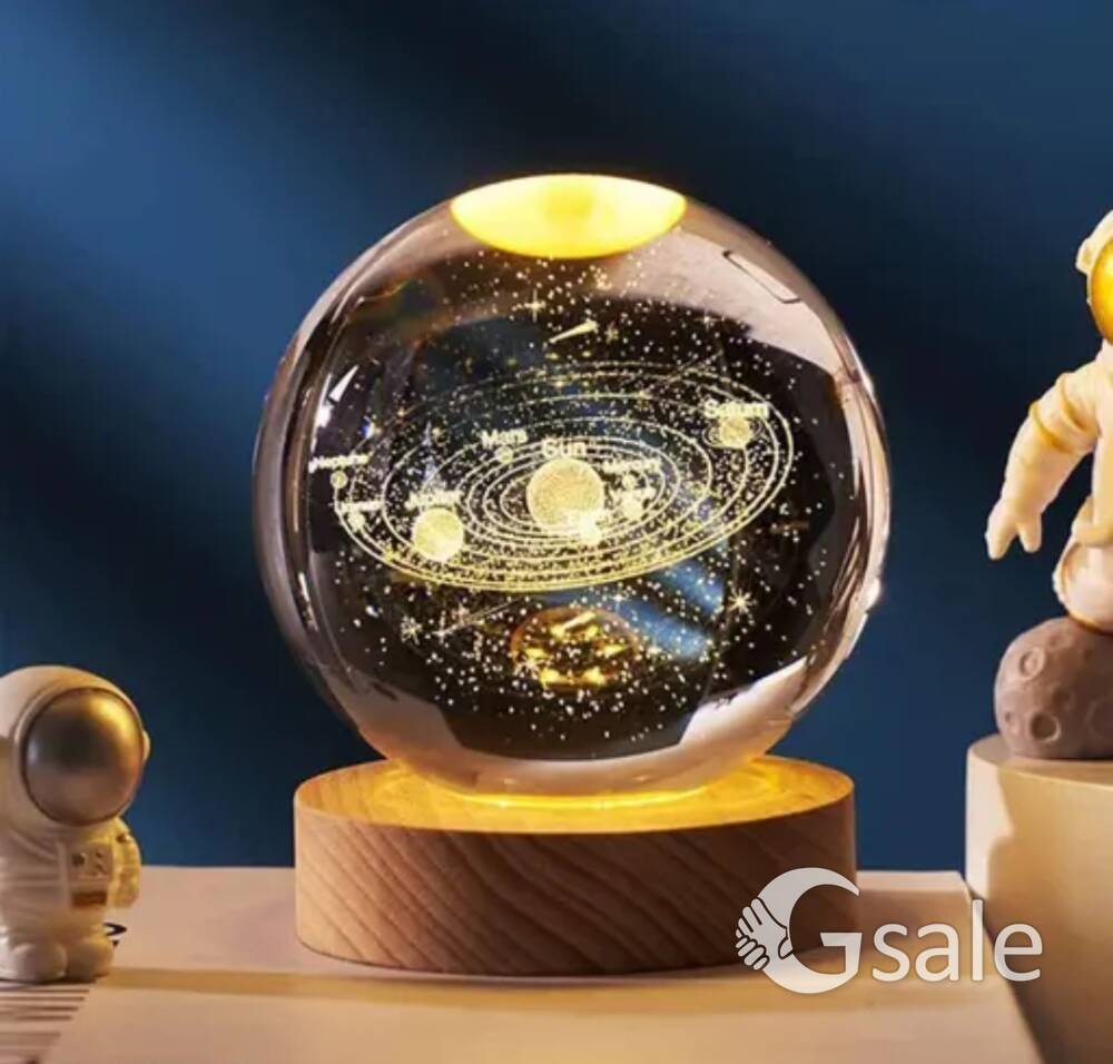3D Galxy Crystal Ball Night Light Bedroom Decor Crystal Lamp