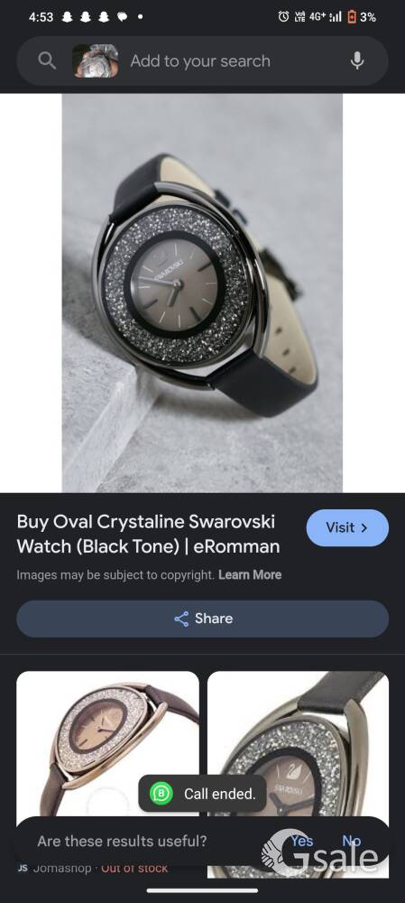 Oval Crystaline Swarovski Watch (Black Tone) | eRomman