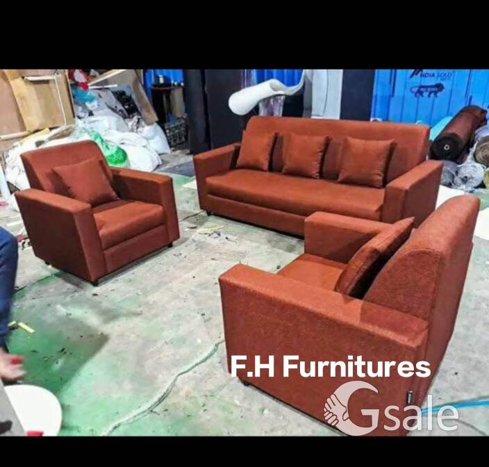 NEW PREMIUM BOX HANDLED 3+1+1 SOFA SET WITH PILLOWS 