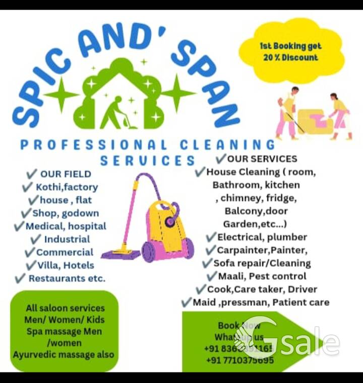 HOUSE CLEANING ,SPA MASSAGE , SALON SERVICES AT YOUR HOME 