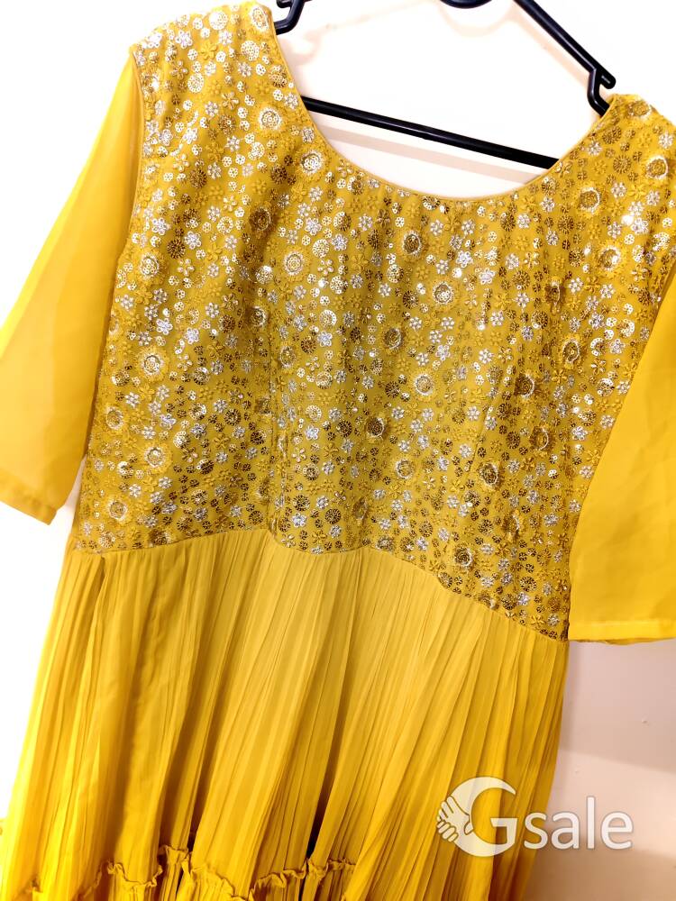 yellow long ball gown 