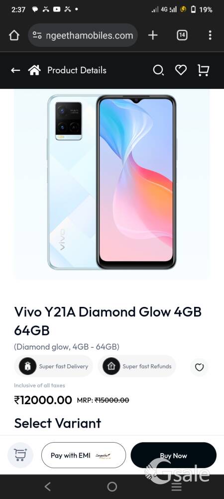 Vivo y21 A 4+1 64 gb