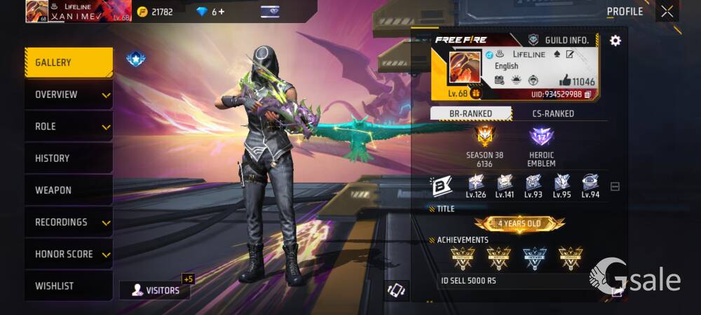 free fire I'd sale 