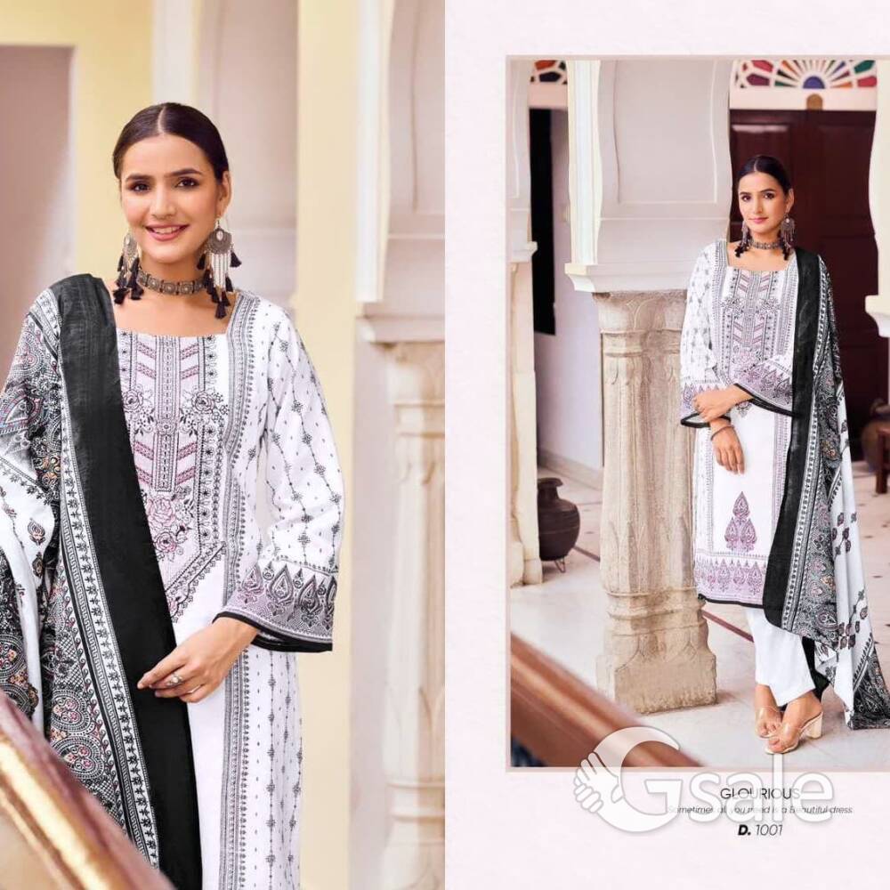 elegant supersoft 3pcs black and white cotton unstitched suit piece for sell