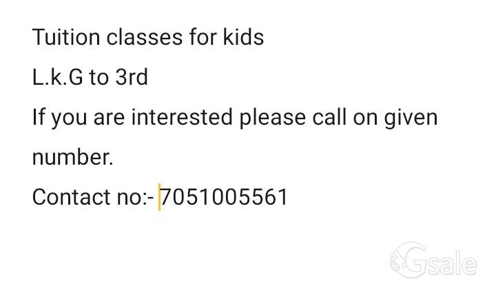 Tuition classes for kids L.k.G to 3rd If you are interested 