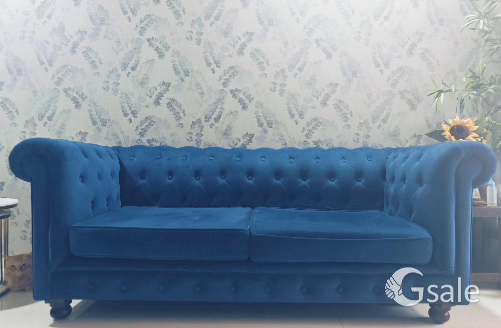 Woodenstreet Henry Blue 3 seater sofa