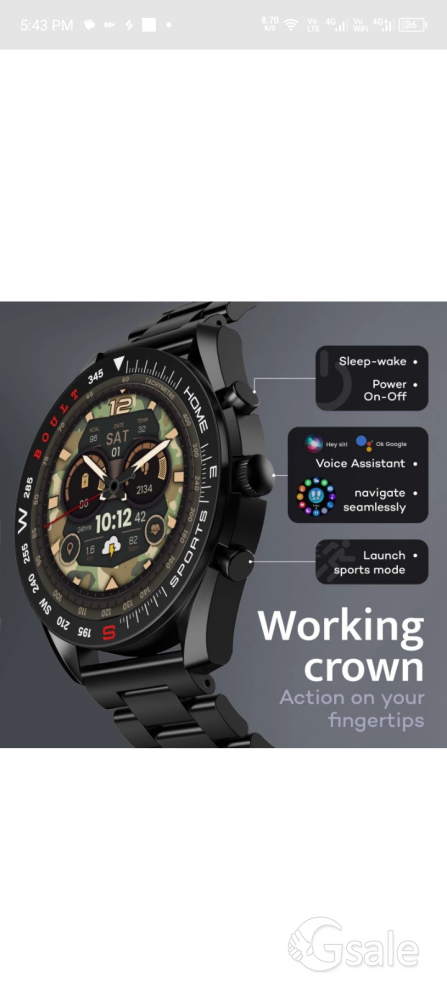 With Boult Mirage 1.39" Screen, BT Calling, Working Crown, Zinc Alloy Frame, 500 Nits, SpO2 Smartwat