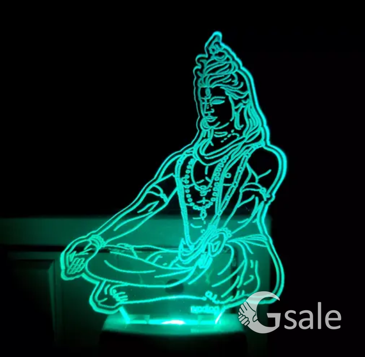 Mahadev 3D Optical Illusion Acrylic Night Lamp, 7 Colors RGB Auto Gradual Changing LED Plug 