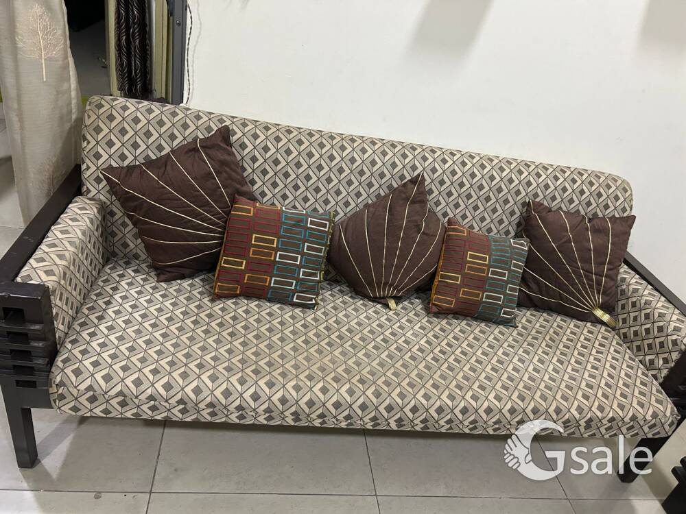 5 seater sofa with center table and single storage bed