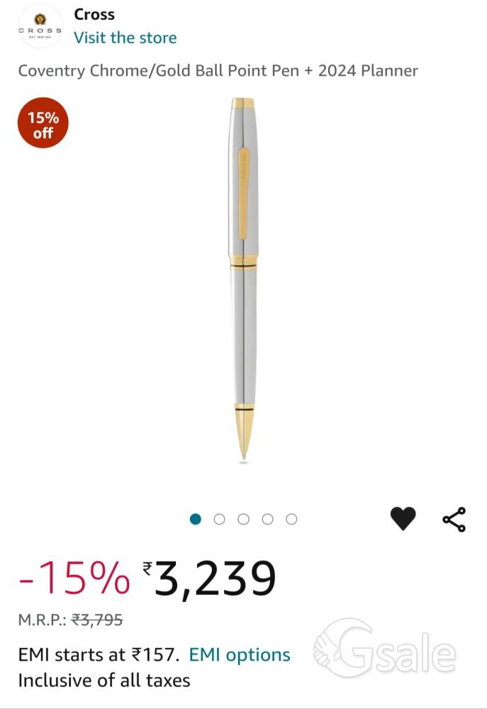 Cross Coventry Chrome/Gold Ball Point Pen + 2024 Planner