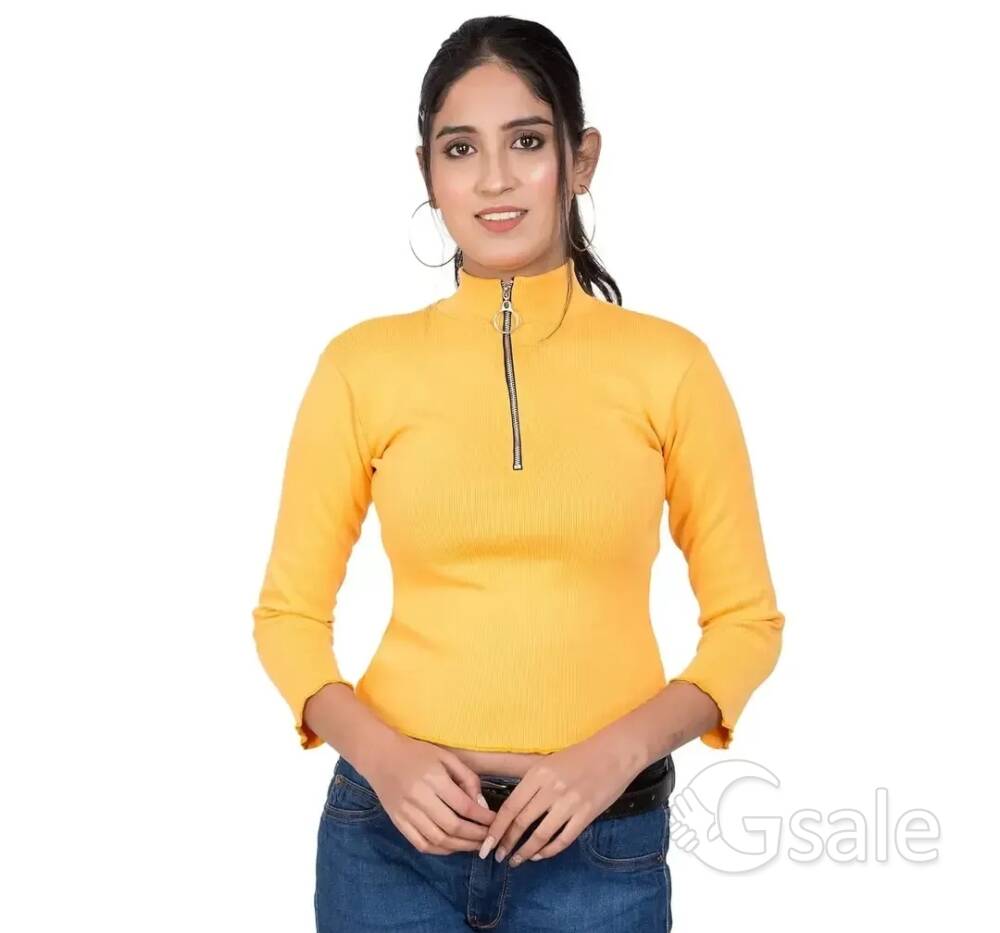 Cotton Zipper Neck Sweater