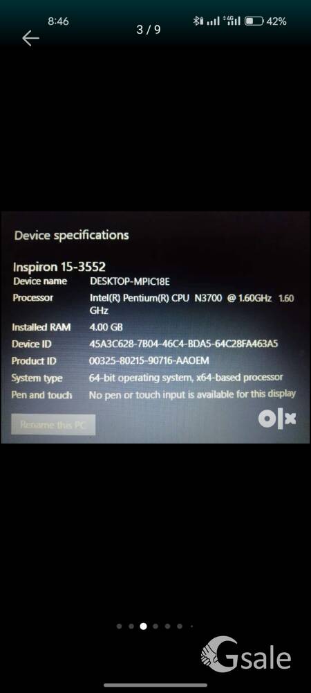dell 3552 laptop i3ganration