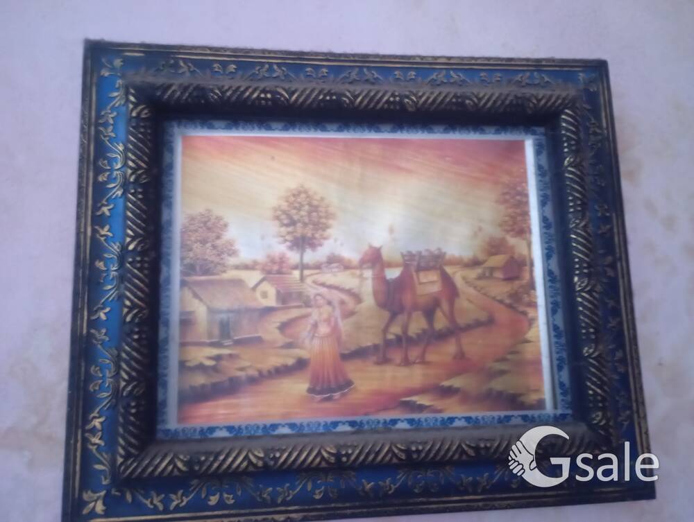 Village camel antique frame painting 