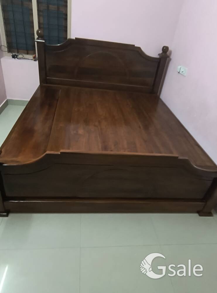King size double cot teak wood 