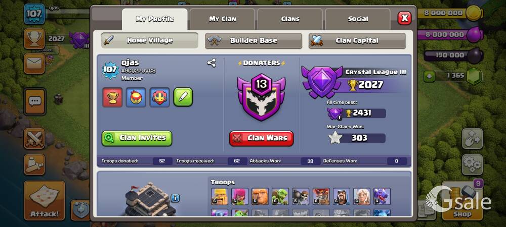 coc th9 fully maxed out id+1365 gems