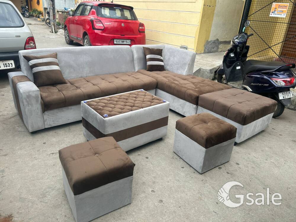 6 seater long chear with 1 teatable and 2 small  seating table