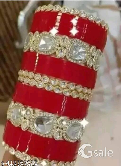 Bridal red chuda set new stone with tilak