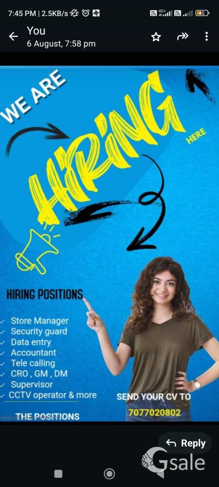  URGENT REQUIREMENT MALE OR FEMALE PERSON BOTH CAN APPLY 