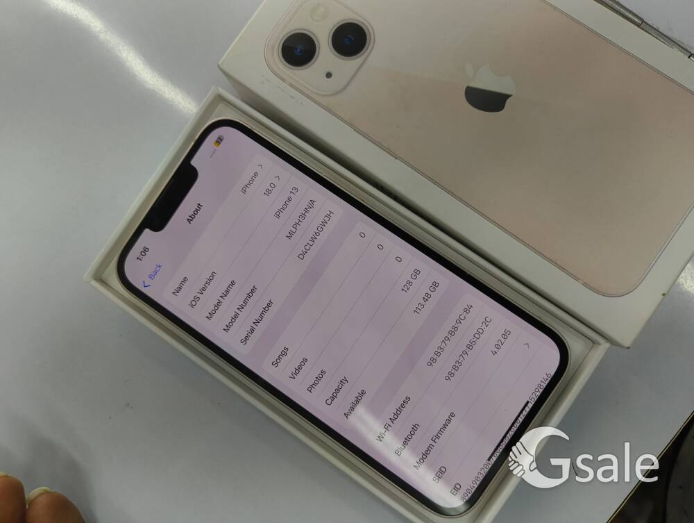 iPhone 13 128gb with box battery health 95%