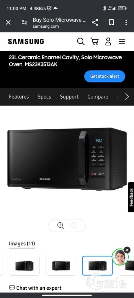 23L Ceramic Enamel Cavity, Solo Microwave Oven, MS23K3513AK