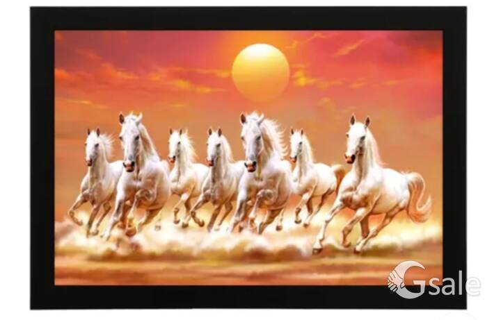 wall hanging Lucky seven Running horse panting 