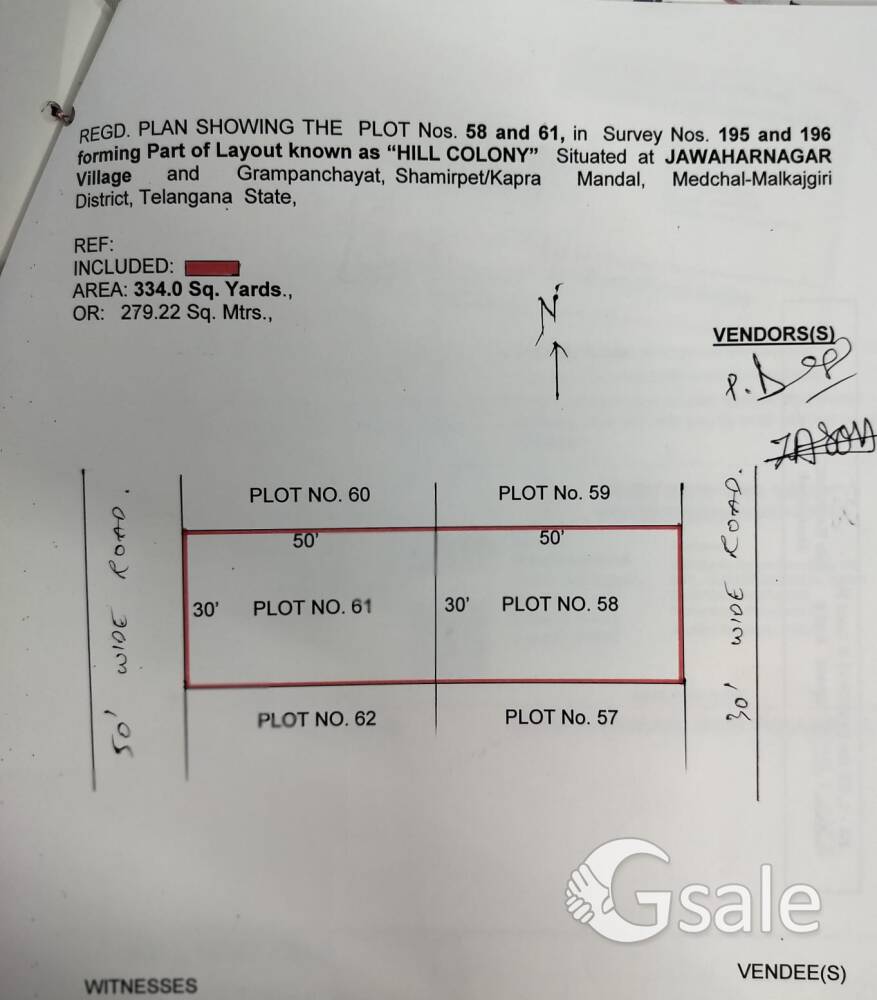 open plot for sale in near to ORR exit no 8, 334 Sq yds east face and west facing near jawahar nagar