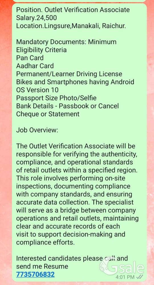 Outlet Verification Associate 