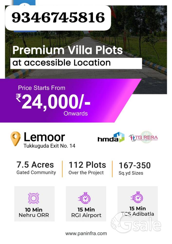  Premium Villa Plots at Lemoor, Tukkuguda 9346745816