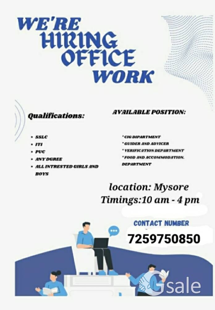 *front office work    *back office work   *team leaders   *brand promoting work