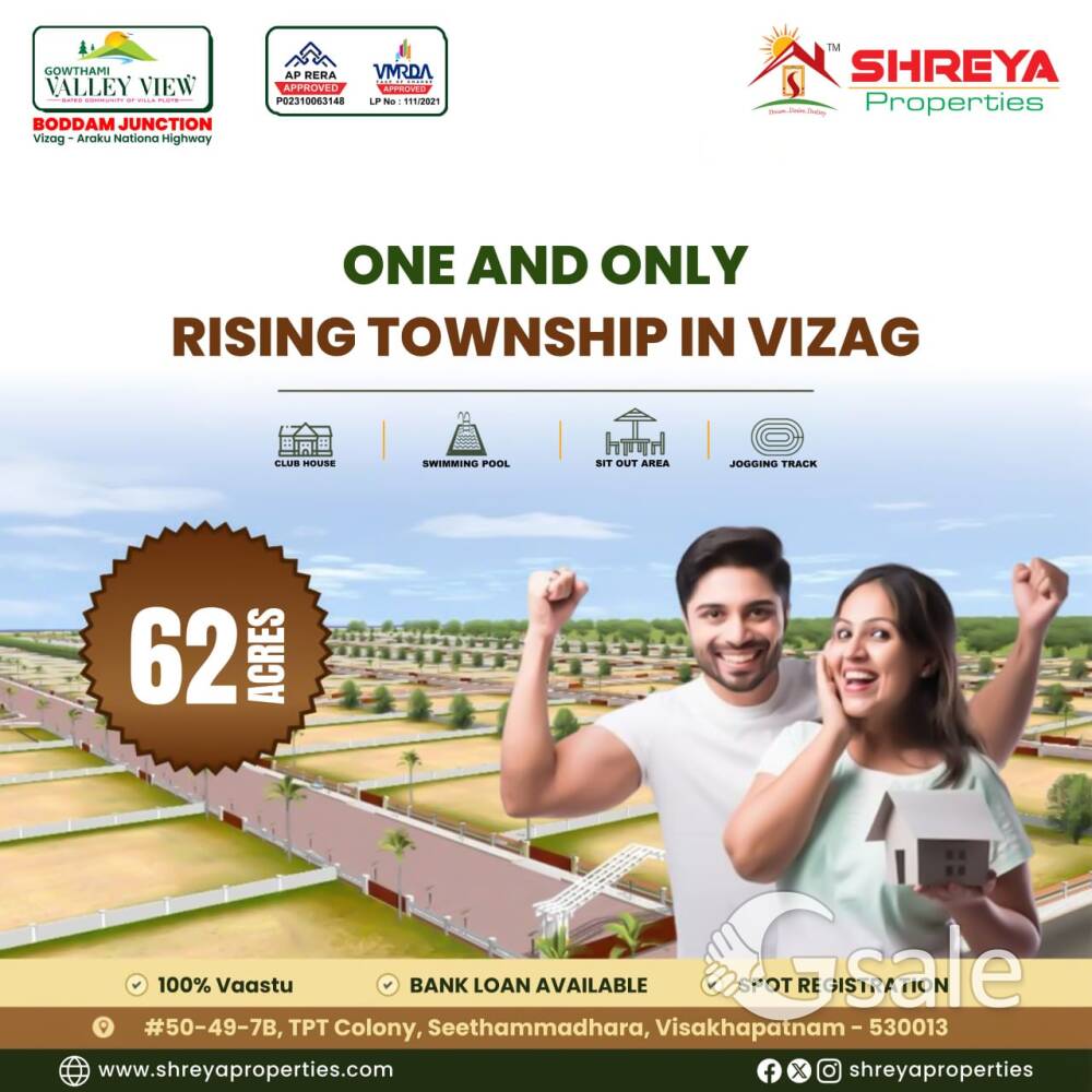 RS. 7299/- Per Sq Yd VMRDA APRERA Approved Project Spot Registration Bank Loan Facility Available 