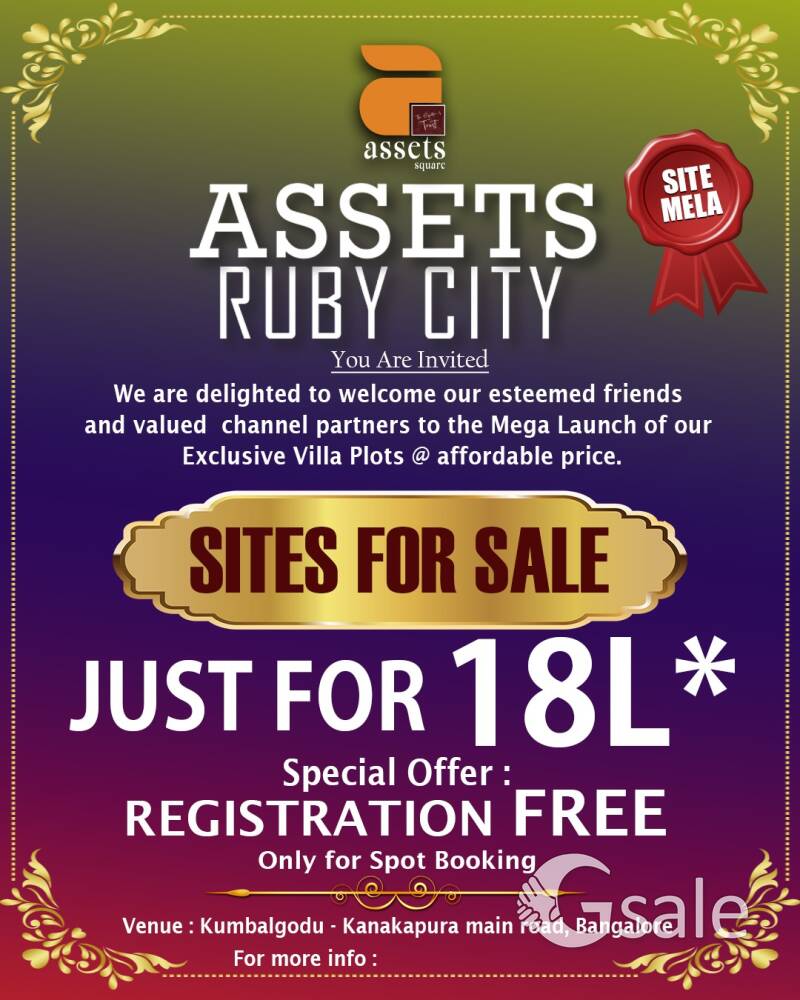 sites and plots available in bangalore.only 18lakh.free registration.gold and ev bike .work 1.5lakh 