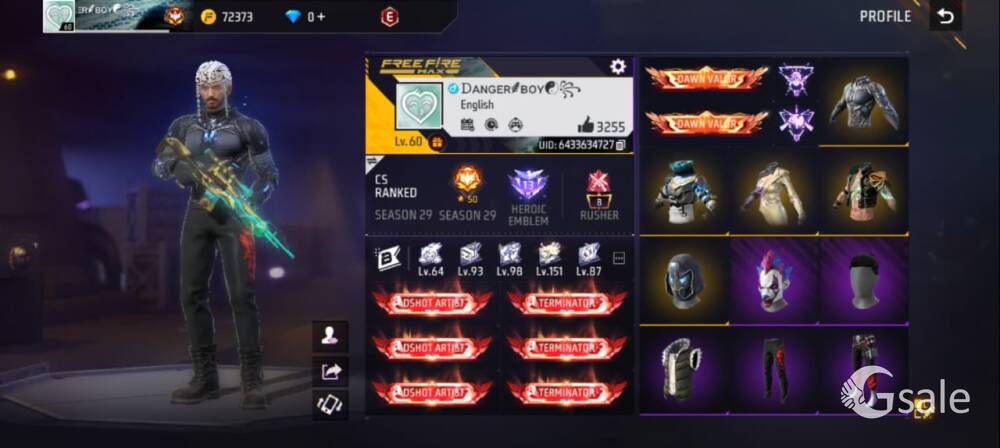 free fire account for sell