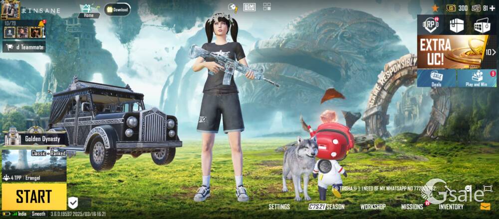 BGMI ID 83 level account with glacier and conqueror