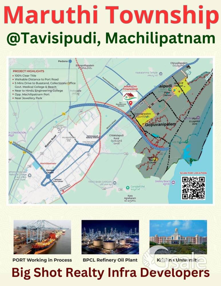 plots for sale n Machillipatnam, Tavisipudi, Maruthi townships